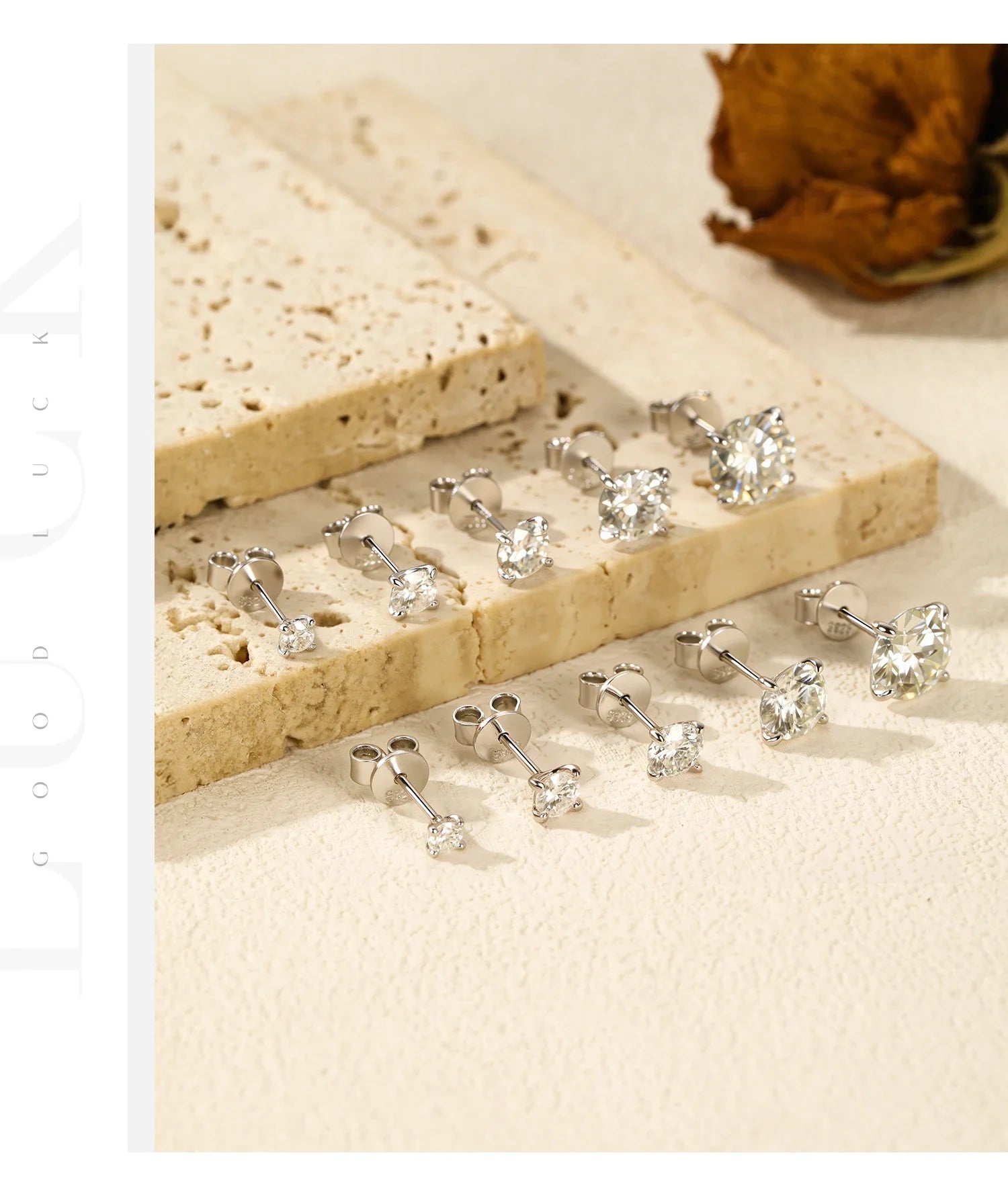 925 Sterling Silver Moissanite Round Stud Earrings D Color Sparkling