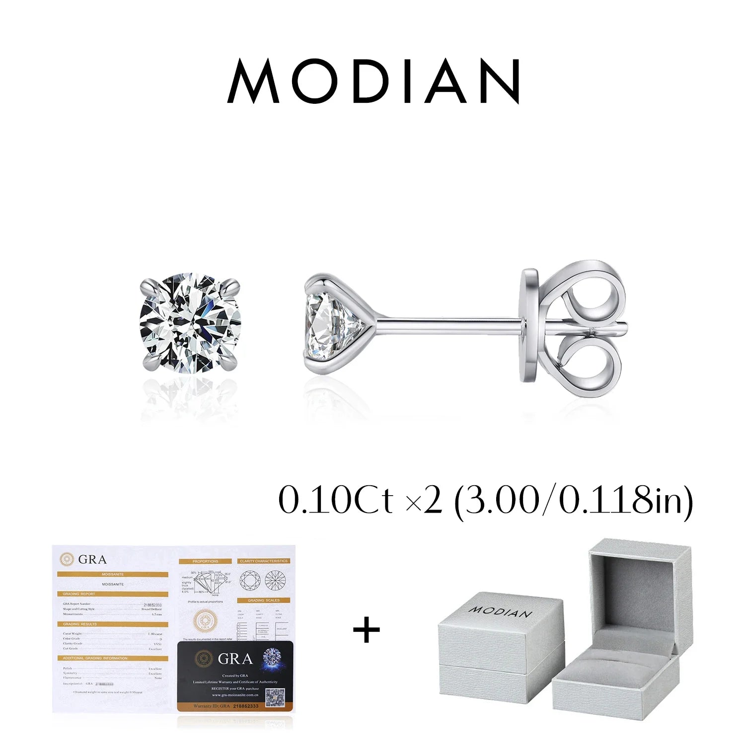 925 Sterling Silver Moissanite Round Stud Earrings D Color Sparkling